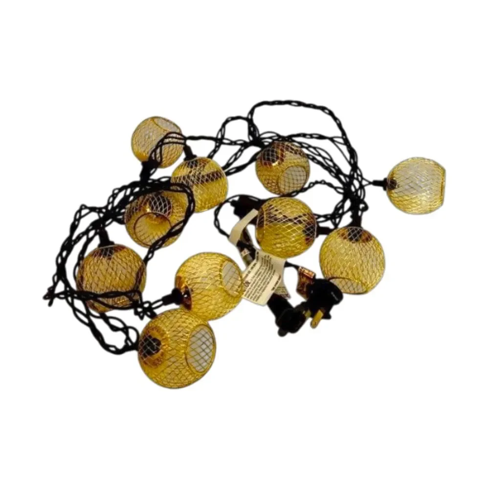 Lot 4 Mesh Globe String Lights Warm White LED 10ft Moroccan Boho Lantern